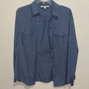 LOFT Casual Denim Blue Button Down Shirt